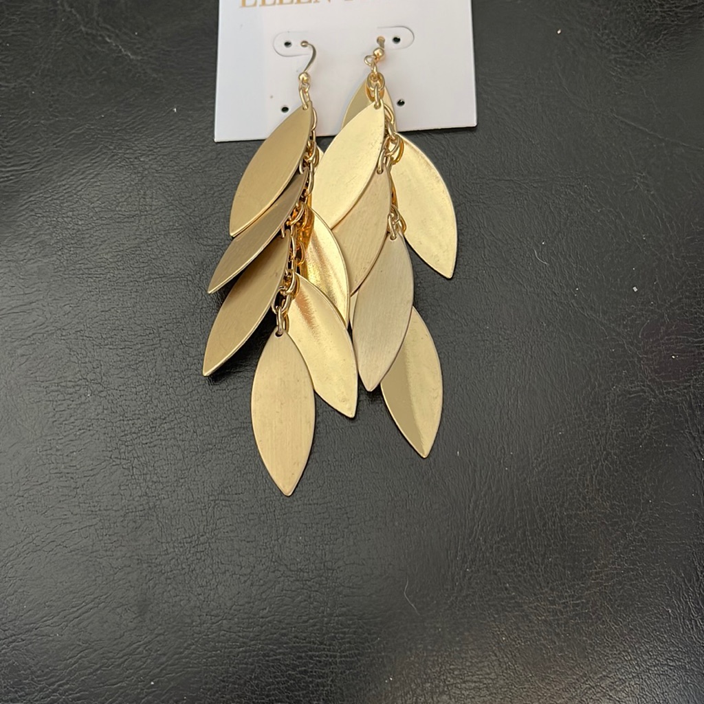 New Badgley Mischka Falling Dangling Leaves Gold Earrings